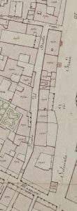 Particolare tratto dal Catasto Gregoriano (1835) della città di Bologna, messo a disposizione dall'Archivio di Stato di Roma con il progetto "Imago II".