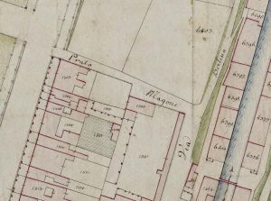 Particolare tratto dal Catasto Gregoriano (1835) della città di Bologna, messo a disposizione dall'Archivio di Stato di Roma con il progetto "Imago II".