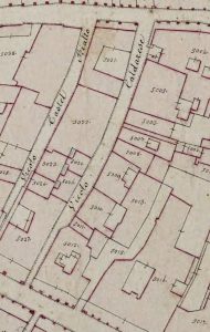 Particolare tratto dal Catasto Gregoriano (1835) della città di Bologna, messo a disposizione dall'Archivio di Stato di Roma con il progetto "Imago II".