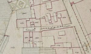 Particolare tratto dal Catasto Gregoriano (1835) della città di Bologna, messo a disposizione dall'Archivio di Stato di Roma con il progetto "Imago II".
