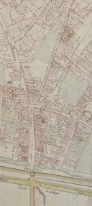 Particolare tratto dal Catasto Gregoriano (1835) della città di Bologna, messo a disposizione dall'Archivio di Stato di Roma con il progetto "Imago II".