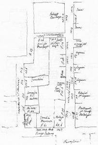 Immagine tratta dagli schizzi topografici disegnati da Giuseppe Guidicini a corredo delle note manoscritte delle "Cose Notabili ..." e pubblicati per la prima volta da Arnaldo Forni nel 2000.
