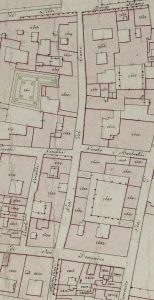 Particolare tratto dal Catasto Gregoriano (1835) della città di Bologna, messo a disposizione dall'Archivio di Stato di Roma con il progetto "Imago II".