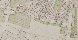 Particolare tratto dal Catasto Gregoriano (1835) della città di Bologna, messo a disposizione dall'Archivio di Stato di Roma con il progetto "Imago II".