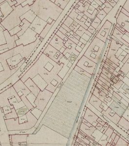 Particolare tratto dal Catasto Gregoriano (1835) della città di Bologna, messo a disposizione dall'Archivio di Stato di Roma con il progetto "Imago II".