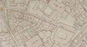 Particolare tratto dal Catasto Gregoriano (1835) della città di Bologna, messo a disposizione dall'Archivio di Stato di Roma con il progetto "Imago II".