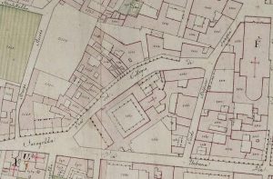 Particolare tratto dal Catasto Gregoriano (1835) della città di Bologna, messo a disposizione dall'Archivio di Stato di Roma con il progetto "Imago II".