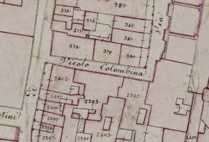 Particolare tratto dal Catasto Gregoriano (1835) della città di Bologna, messo a disposizione dall'Archivio di Stato di Roma con il progetto "Imago II".