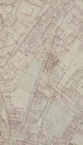 Particolare tratto dal Catasto Gregoriano (1835) della città di Bologna, messo a disposizione dall'Archivio di Stato di Roma con il progetto "Imago II".