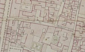Particolare tratto dal Catasto Gregoriano (1835) della città di Bologna, messo a disposizione dall'Archivio di Stato di Roma con il progetto "Imago II".