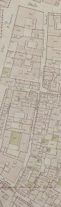 Particolare tratto dal Catasto Gregoriano (1835) della città di Bologna, messo a disposizione dall'Archivio di Stato di Roma con il progetto "Imago II".
