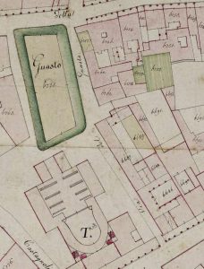 Particolare tratto dal Catasto Gregoriano (1835) della città di Bologna, messo a disposizione dall'Archivio di Stato di Roma con il progetto "Imago II".