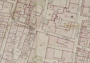 Particolare tratto dal Catasto Gregoriano (1835) della città di Bologna, messo a disposizione dall'Archivio di Stato di Roma con il progetto "Imago II".