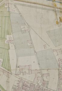 Particolare tratto dal Catasto Gregoriano (1835) della città di Bologna, messo a disposizione dall'Archivio di Stato di Roma con il progetto "Imago II".