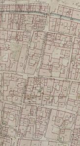 Particolare tratto dal Catasto Gregoriano (1835) della città di Bologna, messo a disposizione dall'Archivio di Stato di Roma con il progetto "Imago II".
