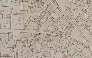Particolare tratto dal Catasto Gregoriano (1835) della città di Bologna, messo a disposizione dall'Archivio di Stato di Roma con il progetto "Imago II".