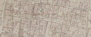 Particolare tratto dal Catasto Gregoriano (1835) della città di Bologna, messo a disposizione dall'Archivio di Stato di Roma con il progetto "Imago II".