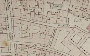 Particolare tratto dal Catasto Gregoriano (1835) della città di Bologna, messo a disposizione dall'Archivio di Stato di Roma con il progetto "Imago II".