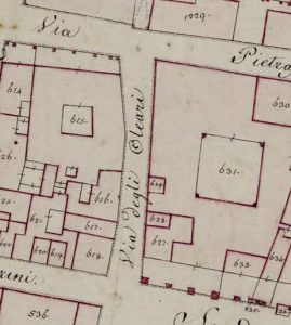 Particolare tratto dal Catasto Gregoriano (1835) della città di Bologna, messo a disposizione dall'Archivio di Stato di Roma con il progetto "Imago II".