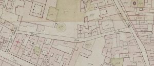 Particolare tratto dal Catasto Gregoriano (1835) della città di Bologna, messo a disposizione dall'Archivio di Stato di Roma con il progetto "Imago II".