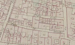 Particolare tratto dal Catasto Gregoriano (1835) della città di Bologna, messo a disposizione dall'Archivio di Stato di Roma con il progetto "Imago II".