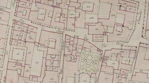 Particolare tratto dal Catasto Gregoriano (1835) della città di Bologna, messo a disposizione dall'Archivio di Stato di Roma con il progetto "Imago II".