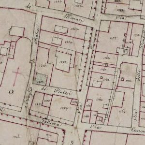 Particolare tratto dal Catasto Gregoriano (1835) della città di Bologna, messo a disposizione dall'Archivio di Stato di Roma con il progetto "Imago II".