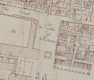 Particolare tratto dal Catasto Gregoriano (1835) della città di Bologna, messo a disposizione dall'Archivio di Stato di Roma con il progetto "Imago II".
