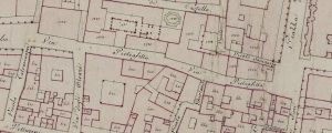 Particolare tratto dal Catasto Gregoriano (1835) della città di Bologna, messo a disposizione dall'Archivio di Stato di Roma con il progetto "Imago II".
