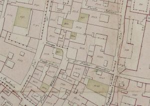 Particolare tratto dal Catasto Gregoriano (1835) della città di Bologna, messo a disposizione dall'Archivio di Stato di Roma con il progetto "Imago II".