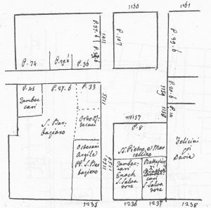 Immagine tratta dagli schizzi topografici disegnati da Giuseppe Guidicini a corredo delle note manoscritte delle "Cose Notabili ..." e pubblicati per la prima volta da Arnaldo Forni nel 2000.