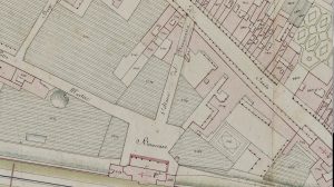 Particolare tratto dal Catasto Gregoriano (1835) della città di Bologna, messo a disposizione dall'Archivio di Stato di Roma con il progetto "Imago II".