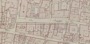 Particolare tratto dal Catasto Gregoriano (1835) della città di Bologna, messo a disposizione dall'Archivio di Stato di Roma con il progetto "Imago II".