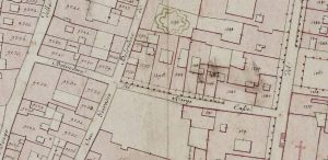 Particolare tratto dal Catasto Gregoriano (1835) della città di Bologna, messo a disposizione dall'Archivio di Stato di Roma con il progetto "Imago II".