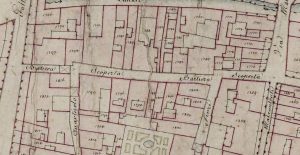 Particolare tratto dal Catasto Gregoriano (1835) della città di Bologna, messo a disposizione dall'Archivio di Stato di Roma con il progetto "Imago II".