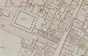 Particolare tratto dal Catasto Gregoriano (1835) della città di Bologna, messo a disposizione dall'Archivio di Stato di Roma con il progetto "Imago II".