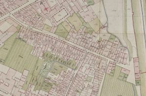 Particolare tratto dal Catasto Gregoriano (1835) della città di Bologna, messo a disposizione dall'Archivio di Stato di Roma con il progetto "Imago II".