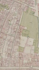 Particolare tratto dal Catasto Gregoriano (1835) della città di Bologna, messo a disposizione dall'Archivio di Stato di Roma con il progetto "Imago II".