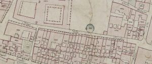 Particolare tratto dal Catasto Gregoriano (1835) della città di Bologna, messo a disposizione dall'Archivio di Stato di Roma con il progetto "Imago II".