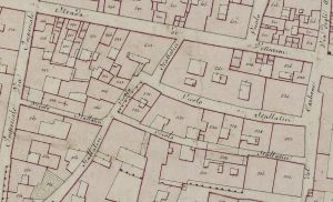 Particolare tratto dal Catasto Gregoriano (1835) della città di Bologna, messo a disposizione dall'Archivio di Stato di Roma con il progetto "Imago II".