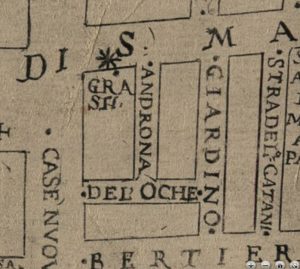 Dalla pianta del Mitelli: Androna delle Oche.