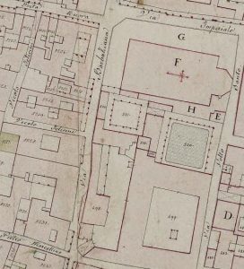 Immagine tratta dagli schizzi topografici disegnati da Giuseppe Guidicini a corredo delle note manoscritte delle "Cose Notabili ..." e pubblicati per la prima volta da Arnaldo Forni nel 2000.