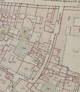 Particolare tratto dal Catasto Gregoriano (1835) della città di Bologna, messo a disposizione dall'Archivio di Stato di Roma con il progetto "Imago II".
