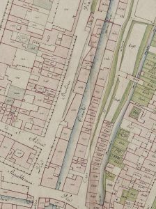 Particolare tratto dal Catasto Gregoriano (1835) della città di Bologna, messo a disposizione dall'Archivio di Stato di Roma con il progetto "Imago II".