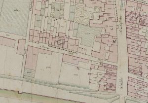Particolare tratto dal Catasto Gregoriano (1835) della città di Bologna, messo a disposizione dall'Archivio di Stato di Roma con il progetto "Imago II".