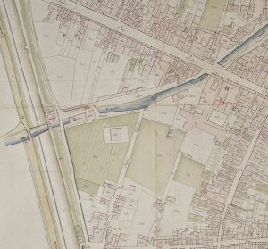 Particolare tratto dal Catasto Gregoriano (1835) della città di Bologna, messo a disposizione dall'Archivio di Stato di Roma con il progetto "Imago II".