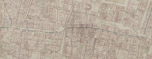 Particolare tratto dal Catasto Gregoriano (1835) della città di Bologna, messo a disposizione dall'Archivio di Stato di Roma con il progetto "Imago II".