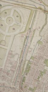 Particolare tratto dal Catasto Gregoriano (1835) della città di Bologna, messo a disposizione dall'Archivio di Stato di Roma con il progetto "Imago II".