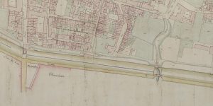 Particolare tratto dal Catasto Gregoriano (1835) della città di Bologna, messo a disposizione dall'Archivio di Stato di Roma con il progetto "Imago II".
