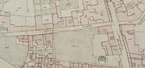 Particolare tratto dal Catasto Gregoriano (1835) della città di Bologna, messo a disposizione dall'Archivio di Stato di Roma con il progetto "Imago II".